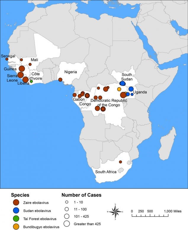 Ebola Hemorrhagic Fever Distribution Map